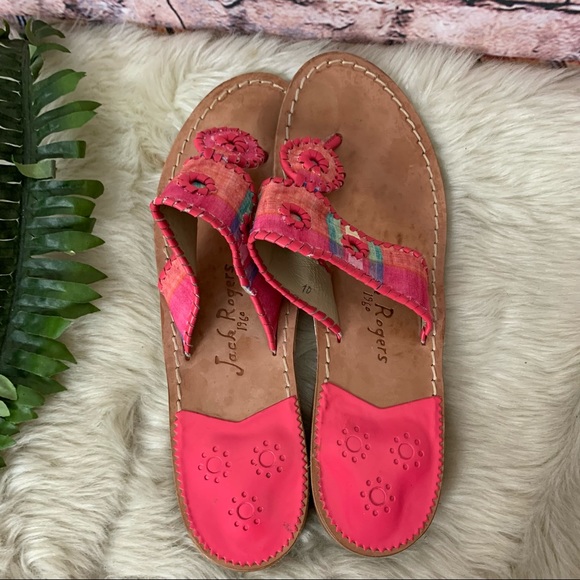 Jack Rogers Kyra Pink Madras Sandals - Picture 4 of 8